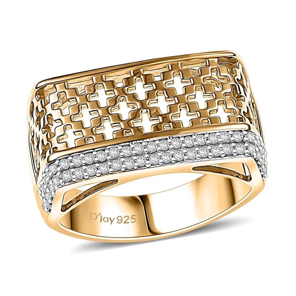 Passport to Turkey White Zircon Ring in 18k Vermeil YG Over SS Sz7